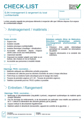 Aménagement et rangement du local de confidentialité