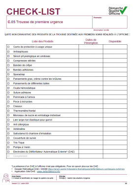 Trousse de première urgence