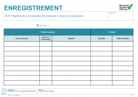 Registre de recensement des produits à risque de péremption