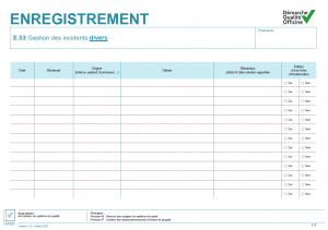 Gestion des incidents divers