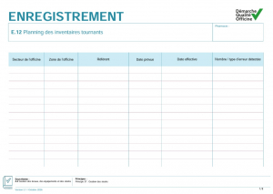 Planning des inventaires tournants