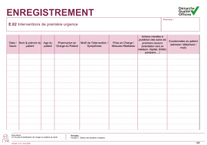 Registre des interventions de première urgence
