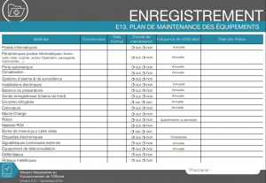 Plan de maintenance des équipements