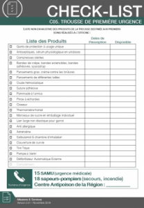 Trousse de première urgence