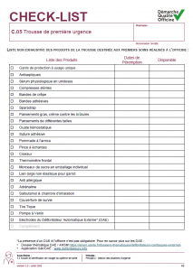 Trousse de première urgence